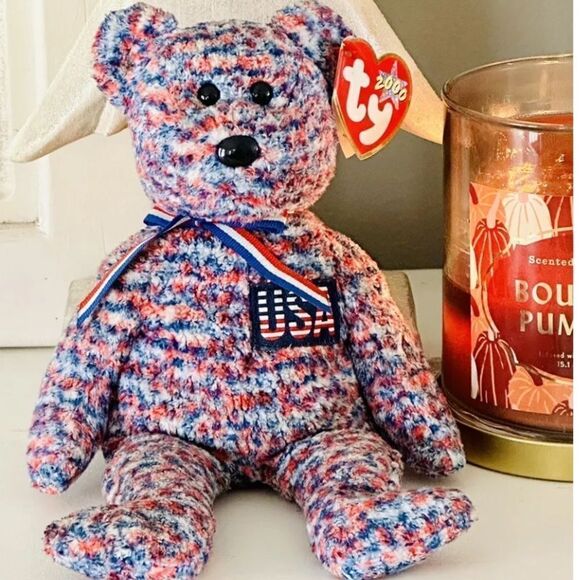 Ty “USA” Beanie Baby the Patriotic Bear Born July 4, 2000! - Picture 1 of 9